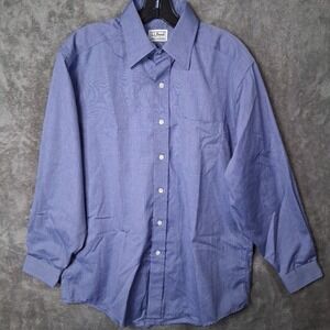 LL Bean Button Down Long Sleeve Shirt Mens Size 15 1/2 - 33 Blue Casual Preppy